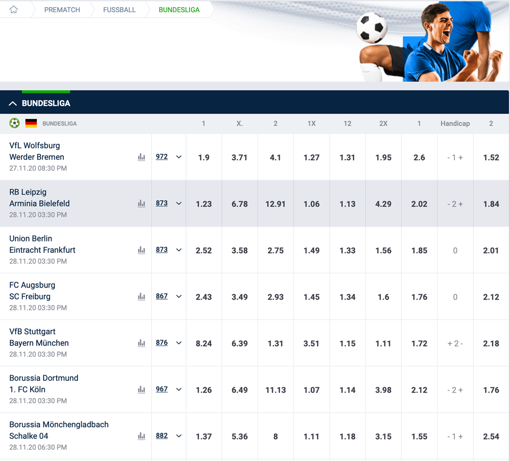 20bet Bundesliga Spiele